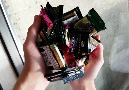 Hands holding chocolate